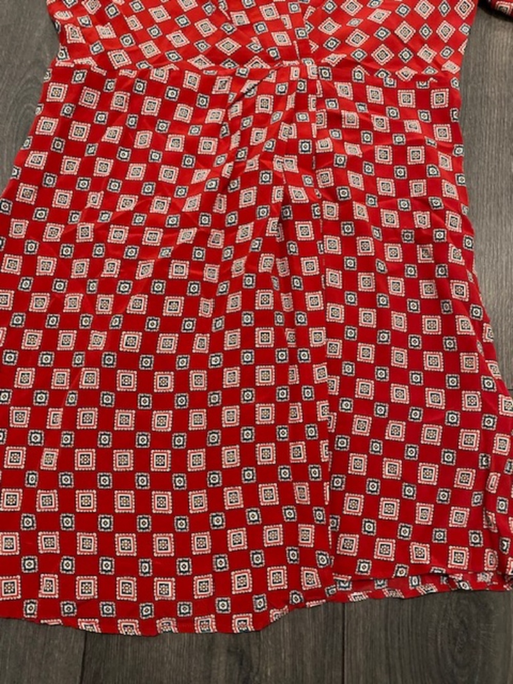 Sandro Red Geometric Print Silk Mini Dress Size 4 - Picture 8 of 15